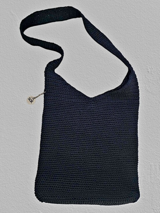 The Sak Handbags - The Sak Dark Navy Crochet Knit Shoulder Hobo Bag Boho Vintage Y2K